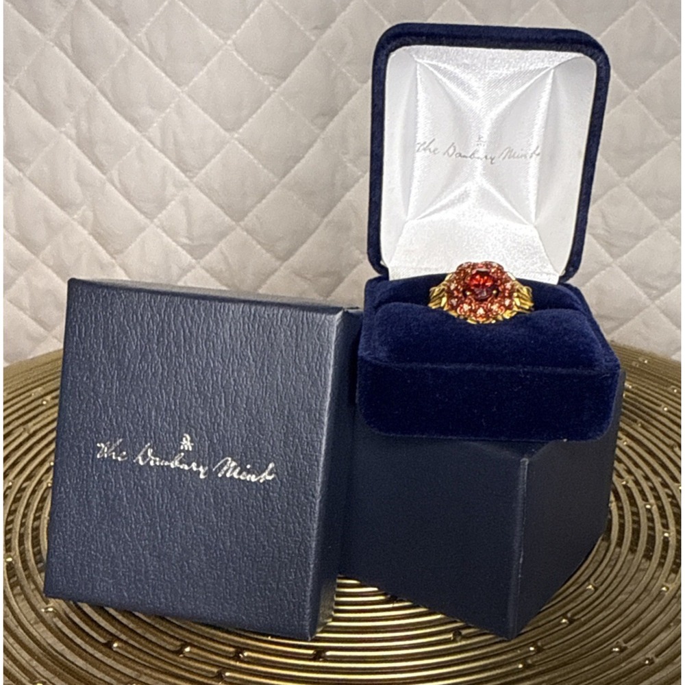 Retired Rare Danbury Mint A Dozen Roses Ring Diamonds Simulated Ruby Regencycore